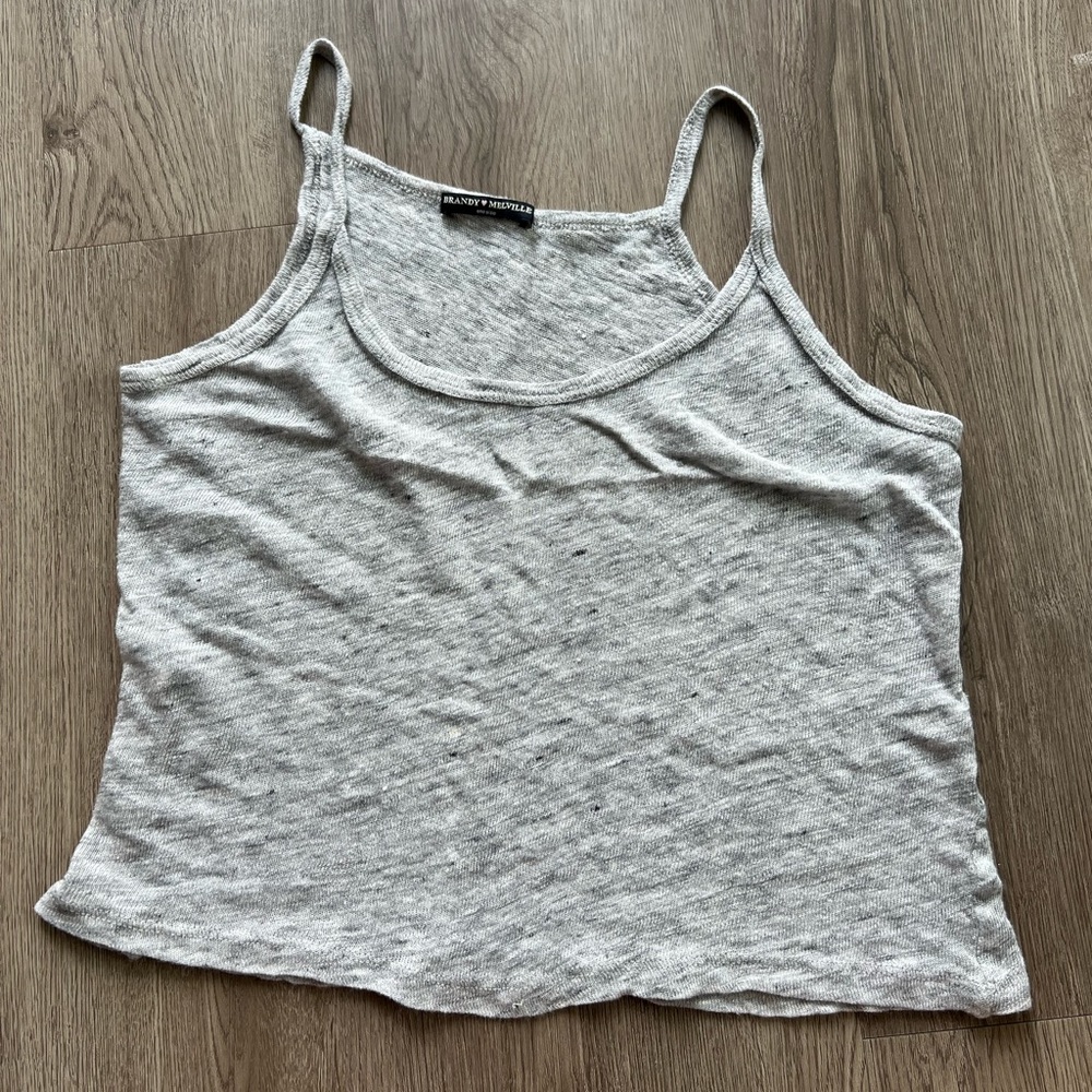 Brandy Melville Gray Heather linen tank